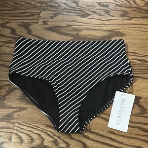 Black and white high waisted swim bottom. Athleta
